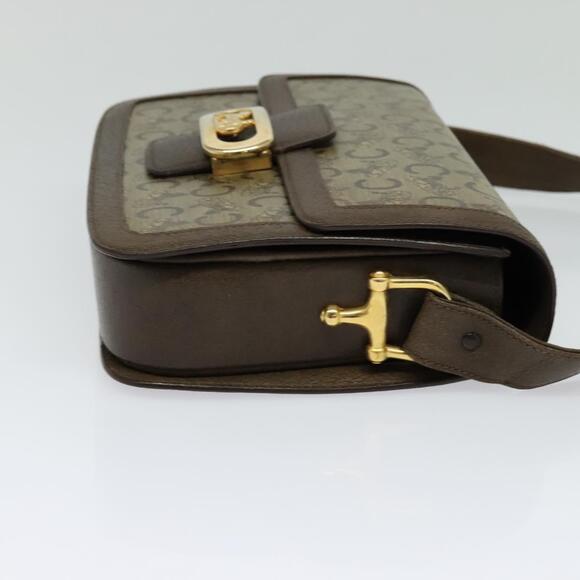 CELINE C Sulky Shoulder Bag Coated Canvas Beige Brown Gold - Picture 5 of 12